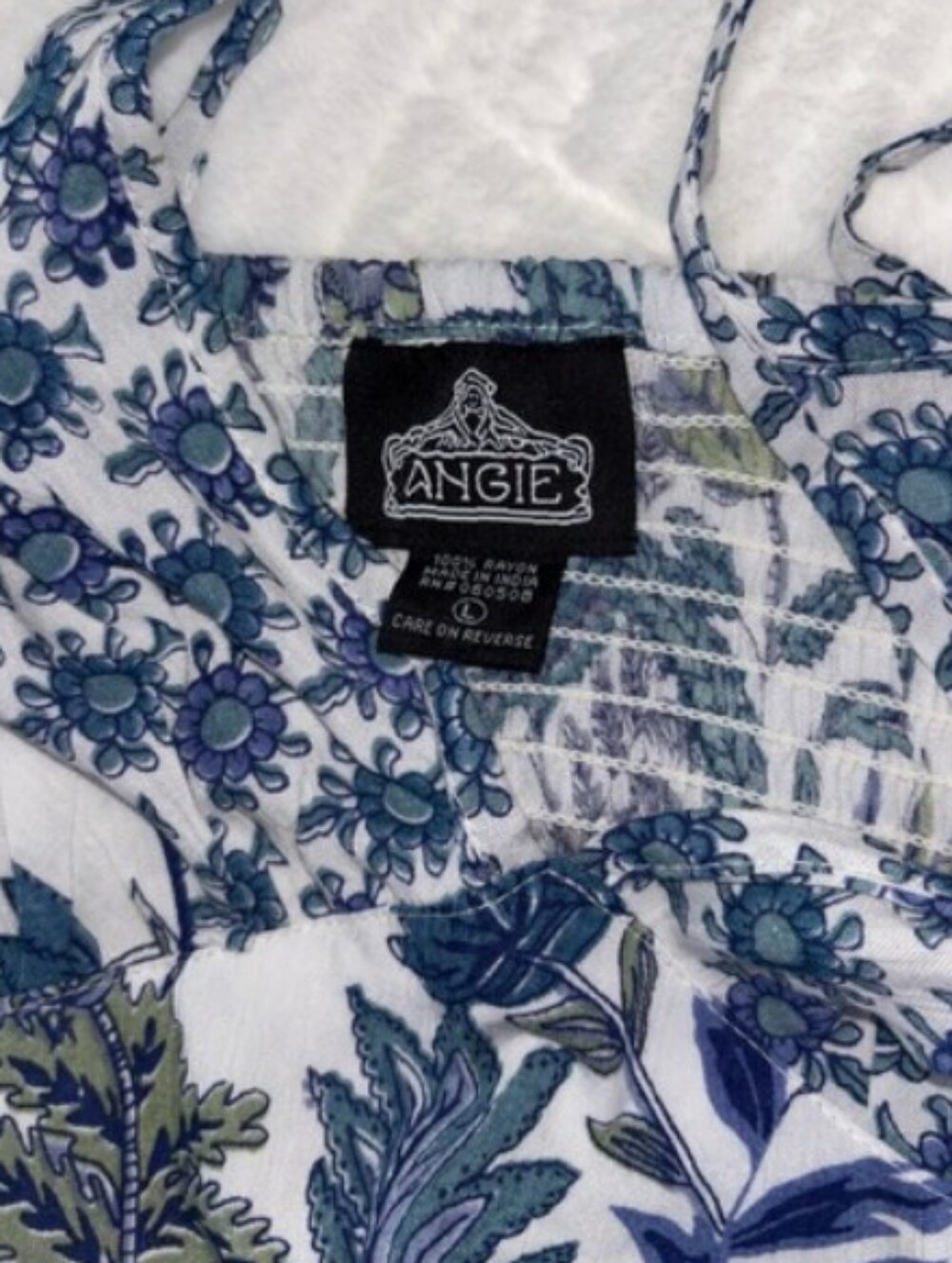Angie Blue & White Floral V-Neck Wide-Leg Jumpsuit - Picture 4 of 5